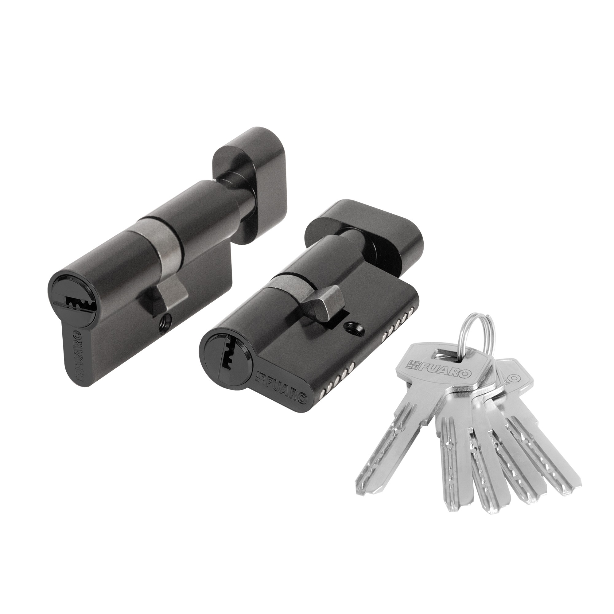 Цилиндровый Fuaro (Фуаро) механизм (200 ZM/60) 2000ZM Knob 60 (25+10+25) BL-24 черный 5Key с вертушкой 