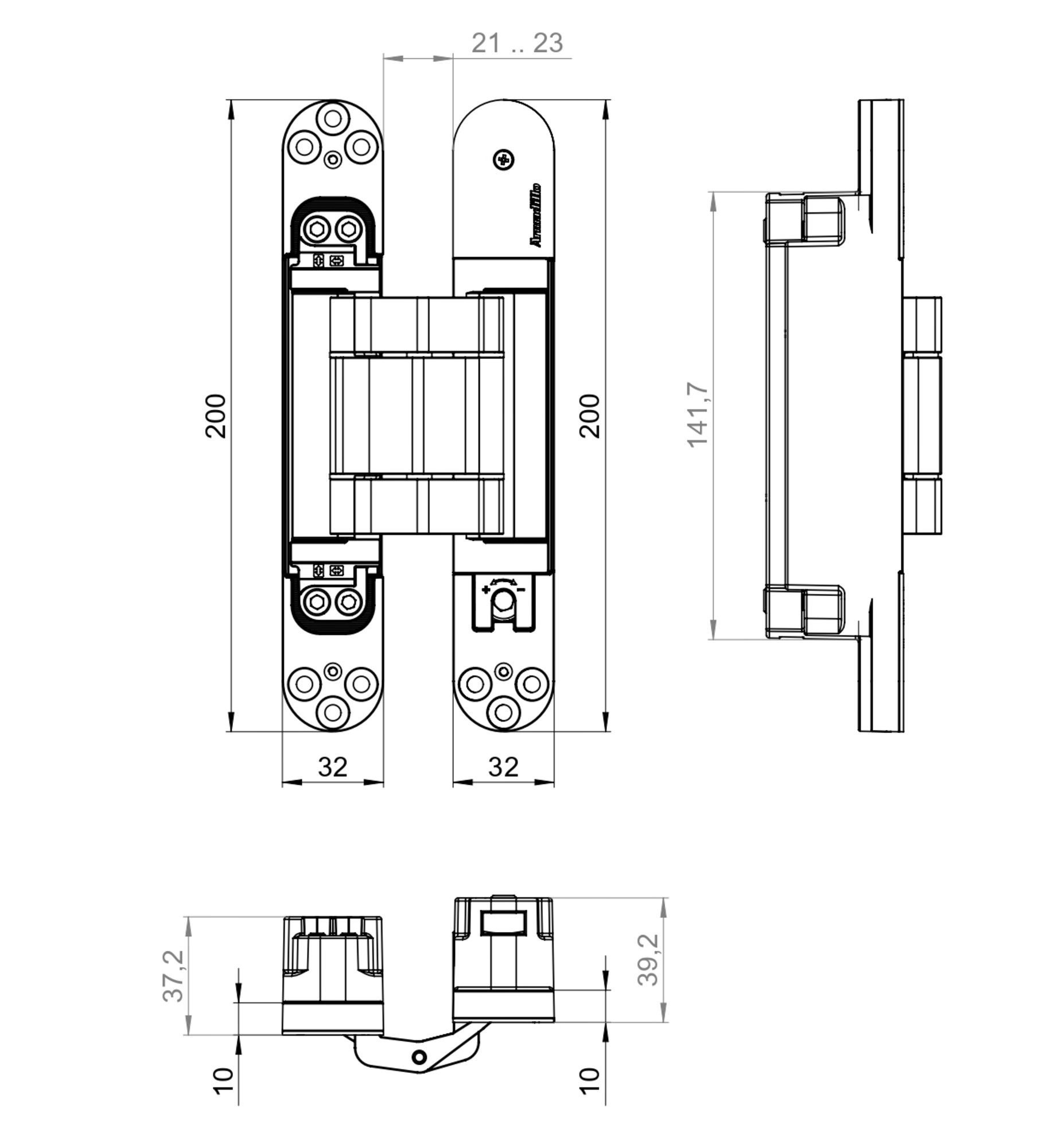 Петля Armadillo (Армадилло) скрытой установки U3D2800.TG BL черный 