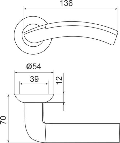 Ручка Armadillo (Армадилло) раздельная R.LD54.Libra27 (Libra LD27) SN/CP-3 матовый никель/хром 