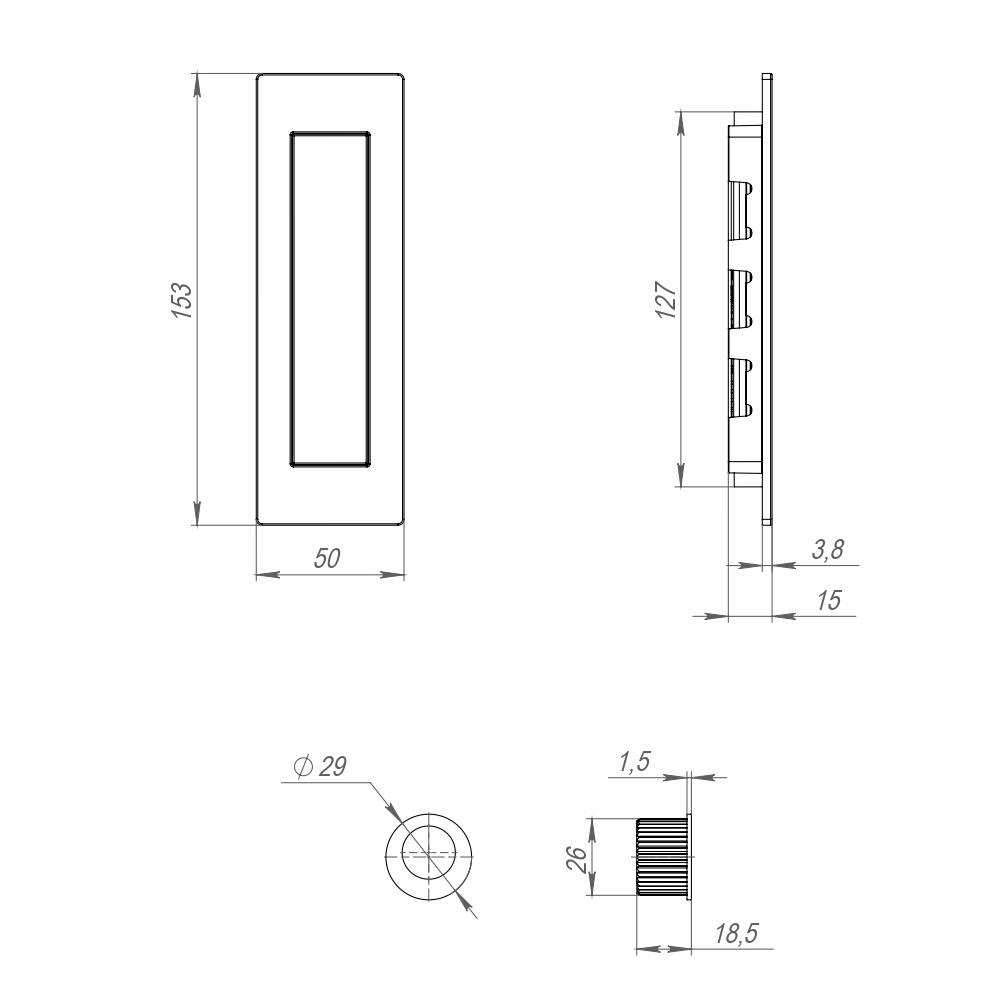 Ручка Armadillo (Армадилло) для раздвижных дверей SH.URB153.010 (SH010 URB) BB-17 коричневая бронза 