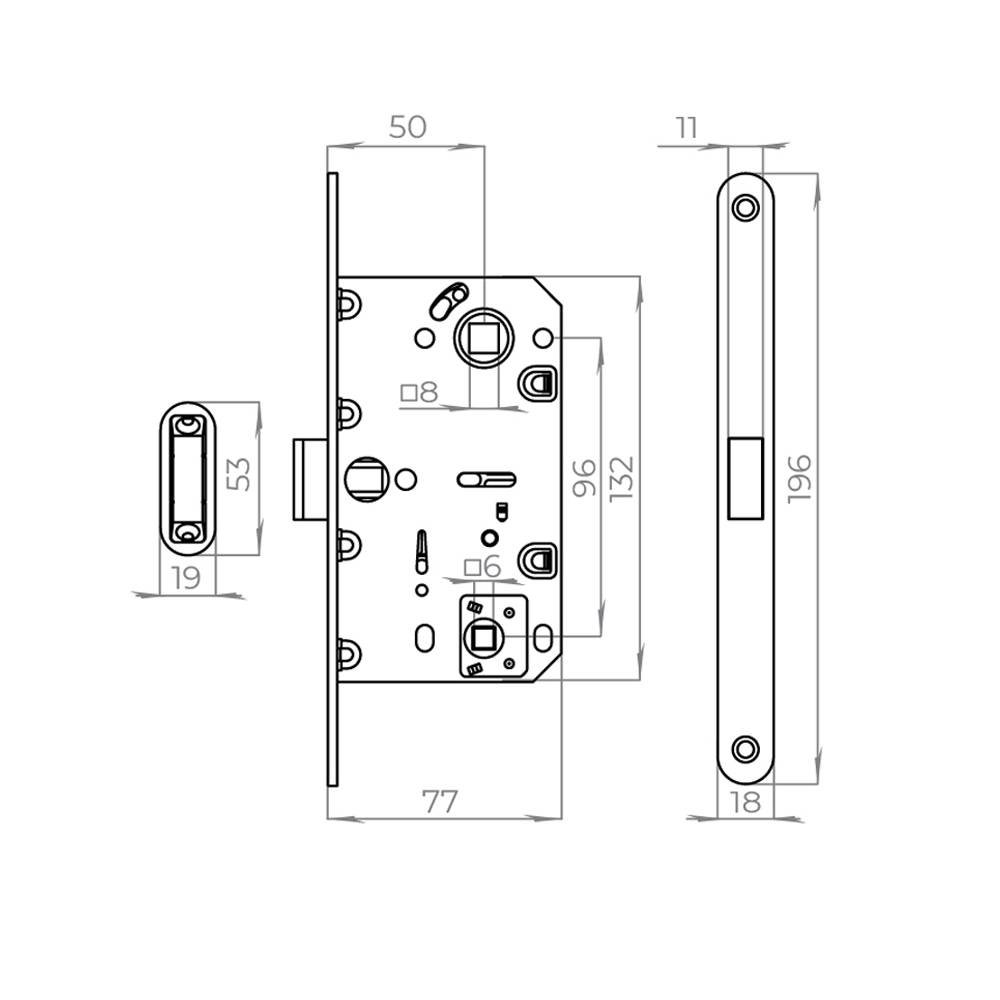 Защелка Ajax (Аякс) врезная MAGNLN96WC-50 (LN96WC-50) SSG сатин.золото 