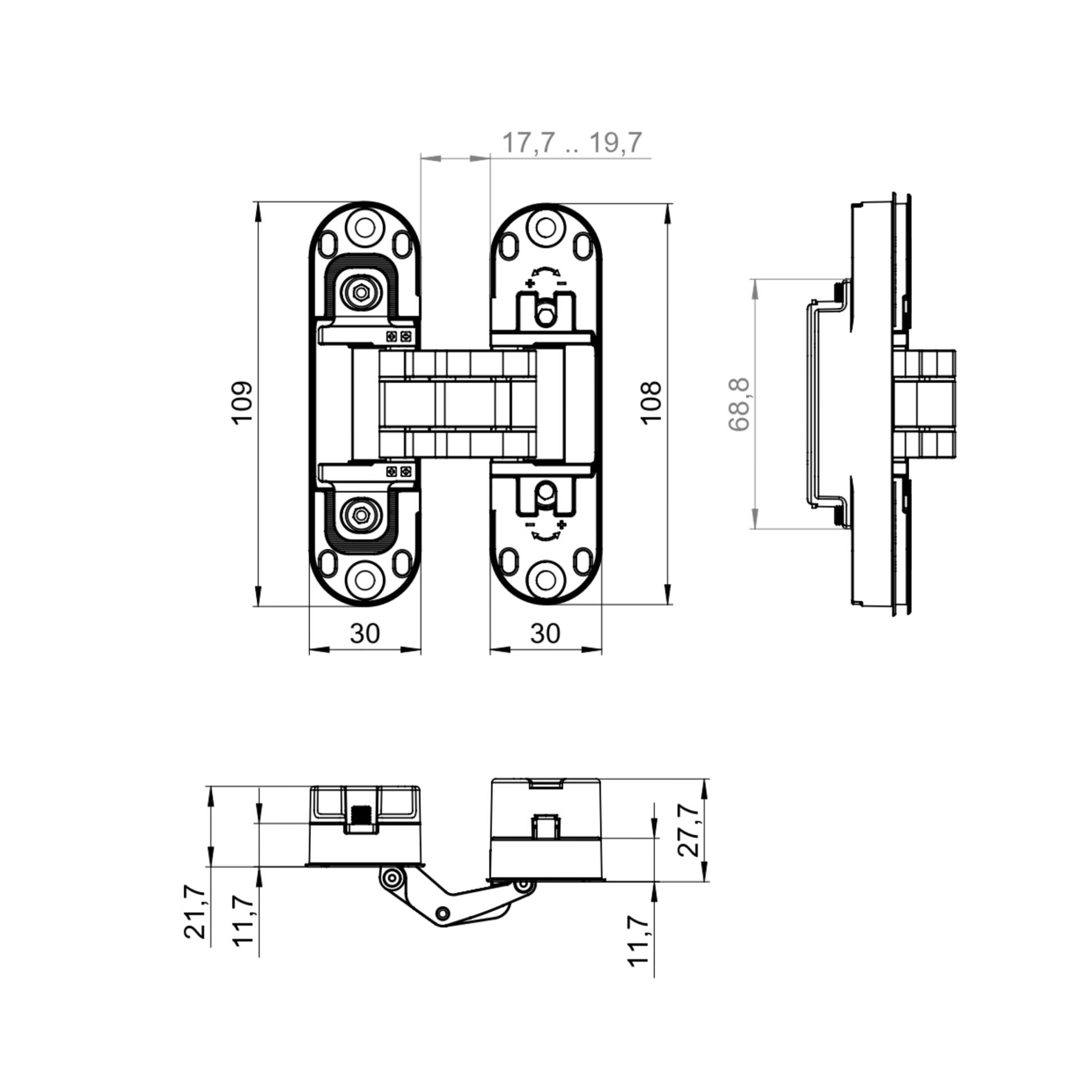 Петля Armadillo (Армадилло) скрытой установки U3D2002.TG FSG/2 флор.золото TECH 