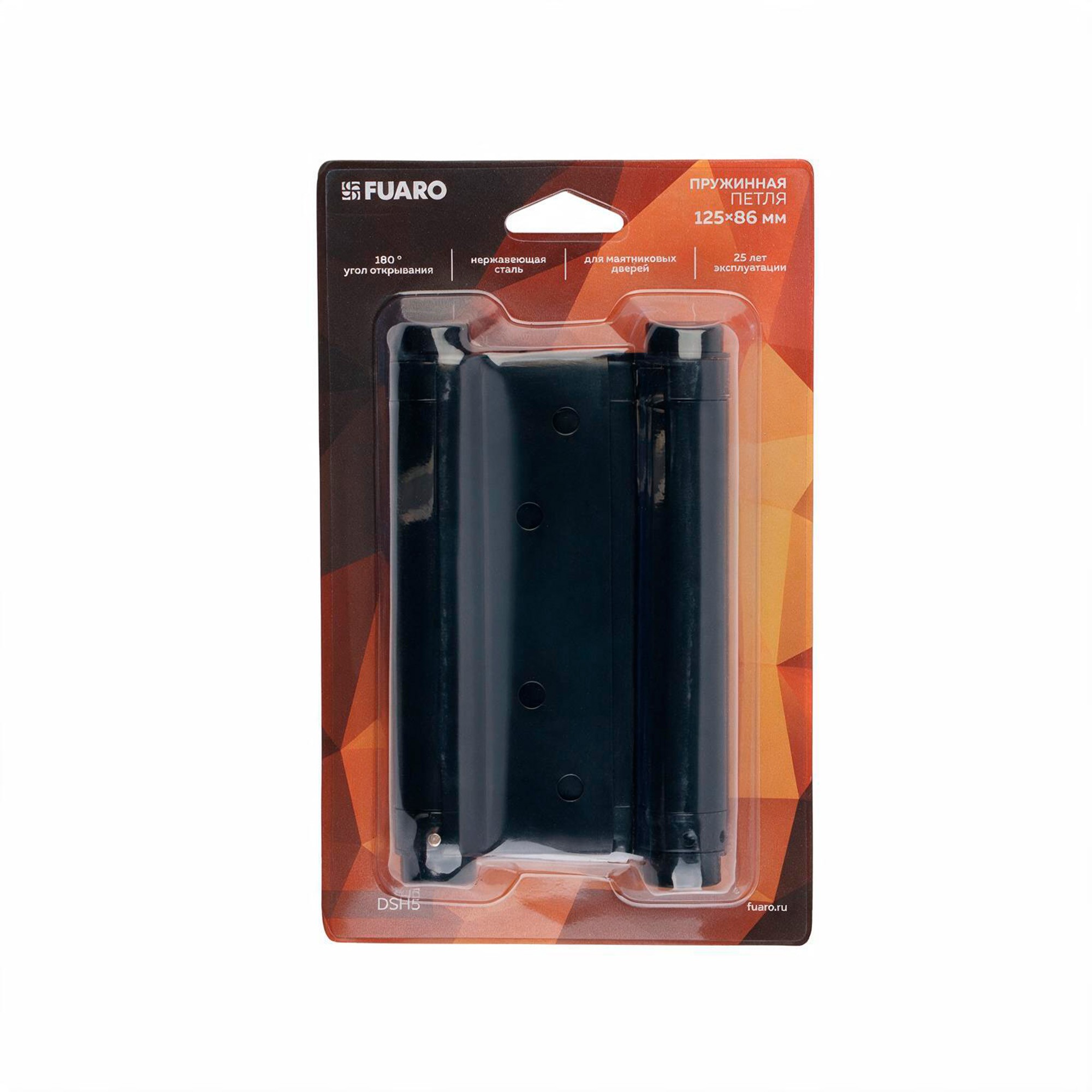 Пружинная Fuaro (Фуаро) двусторонняя (барная) петля DSH5 (125х86х1,5) INOX 201 BL черный (блистер) 