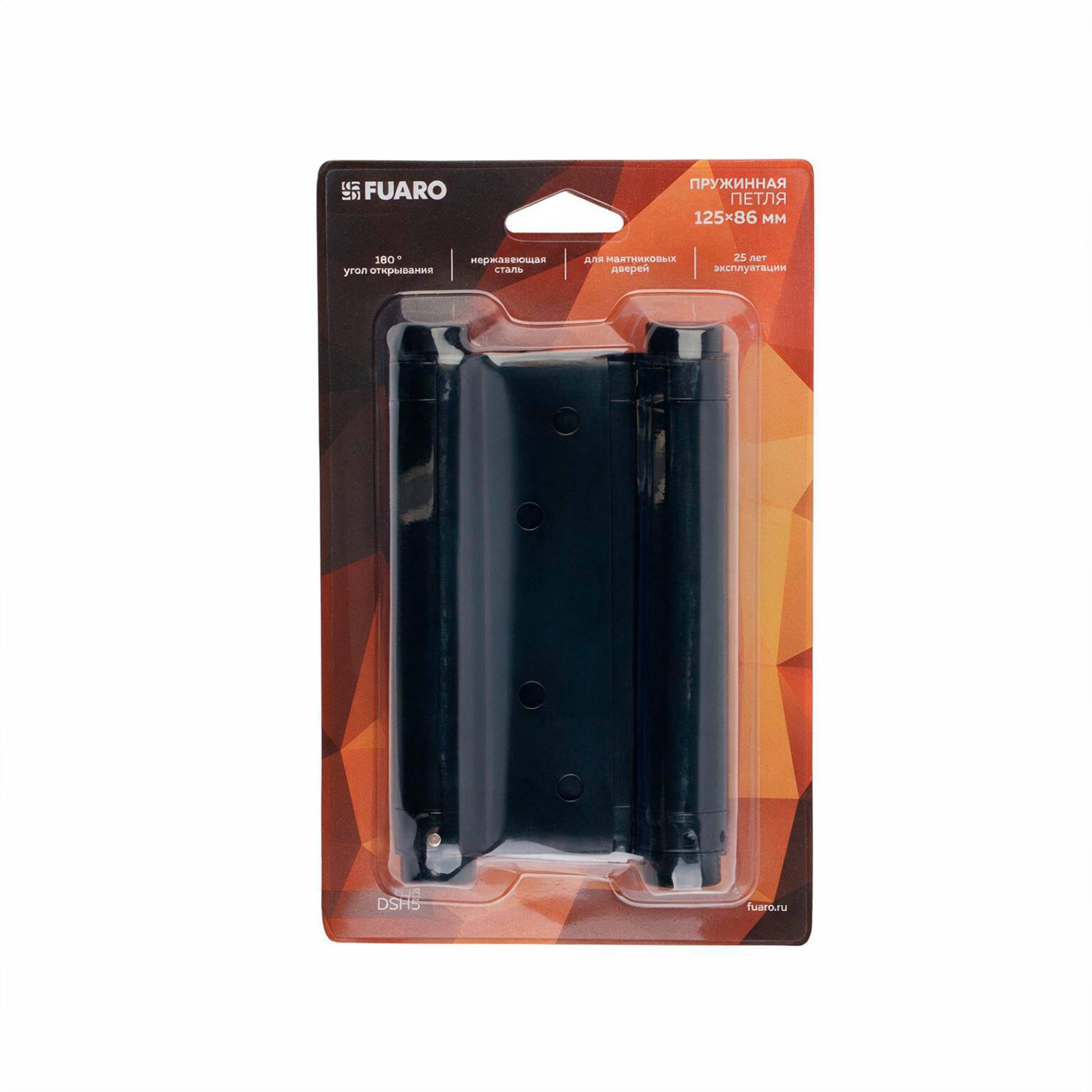Пружинная Fuaro (Фуаро) двусторонняя (барная) петля DSH5 (125х86х1,5) INOX 201 BL черный (блистер) 