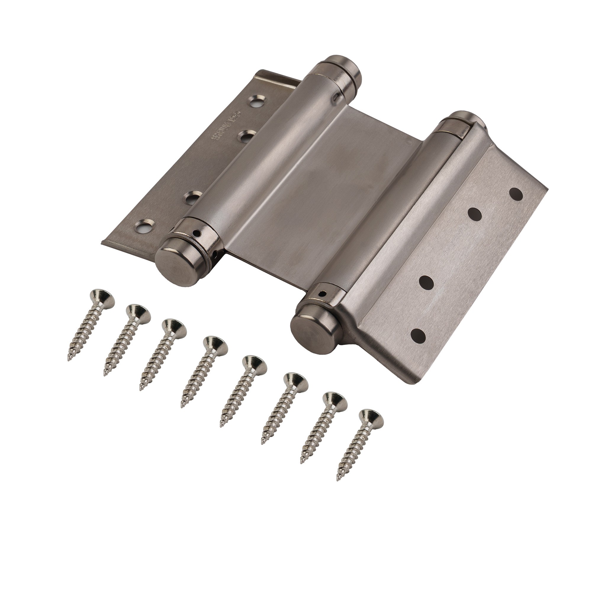 Пружинная Fuaro (Фуаро) двусторонняя (барная) петля DSH5 (125х86х1,5) INOX 201 SN мат. никель (блистер) 