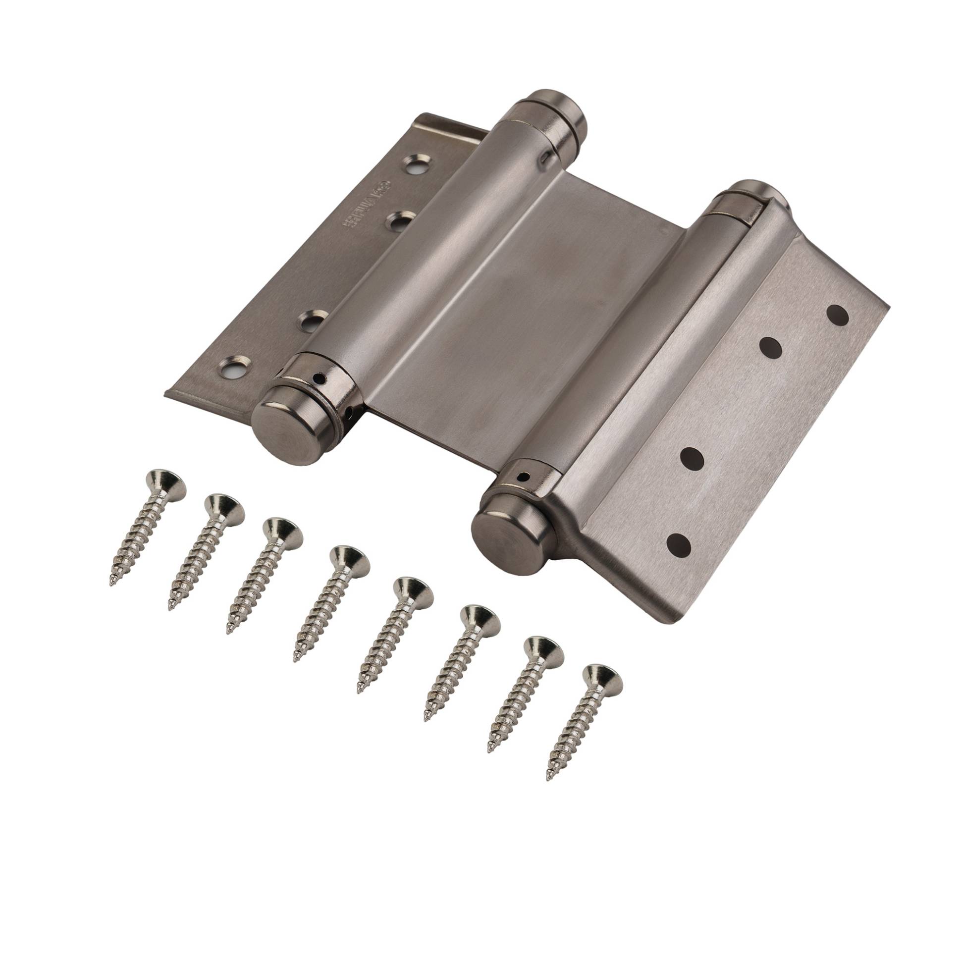Пружинная Fuaro (Фуаро) двусторонняя (барная) петля DSH5 (125х86х1,5) INOX 201 SN мат. никель (блистер) 