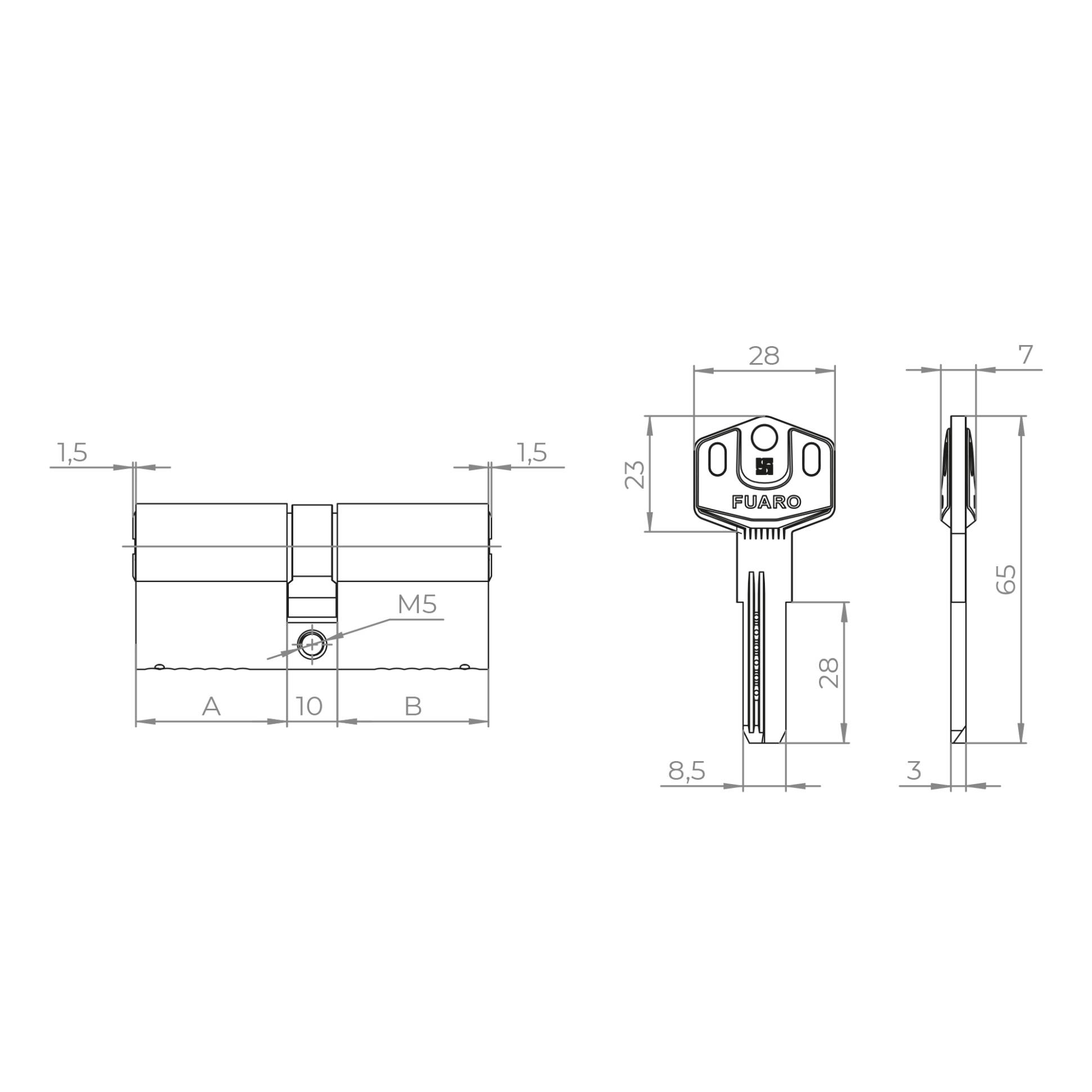Цилиндровый Fuaro (Фуаро) механизм (D-PRO500/60) D-PRO5000Key60(25+10+25) BL черный 5Key 
