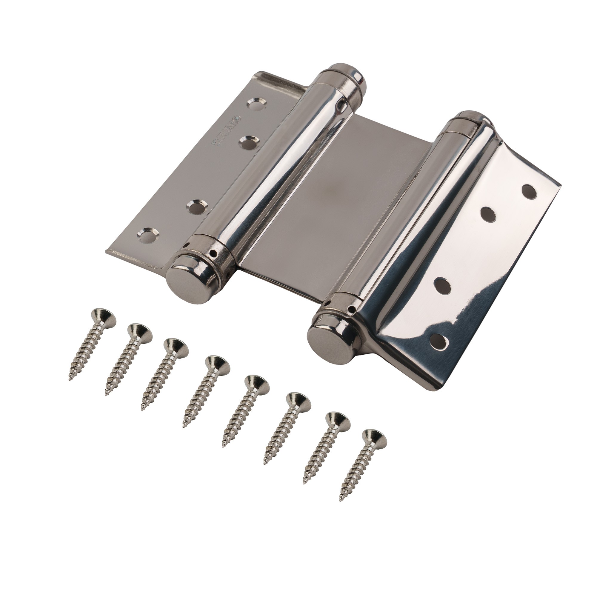 Пружинная Fuaro (Фуаро) двусторонняя (барная) петля DSH5 (125х86х1,5) INOX 201 CP хром (блистер) 