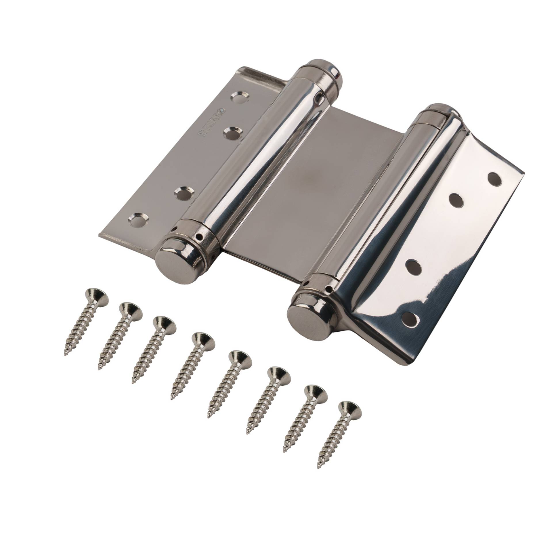 Пружинная Fuaro (Фуаро) двусторонняя (барная) петля DSH5 (125х86х1,5) INOX 201 CP хром (блистер) 