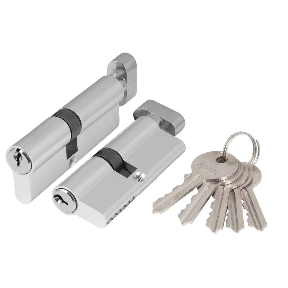 Цилиндровый Ajax (Аякс) механизм (AZ102/80) AZ1002Knob80 (30+10+40) CP хром 