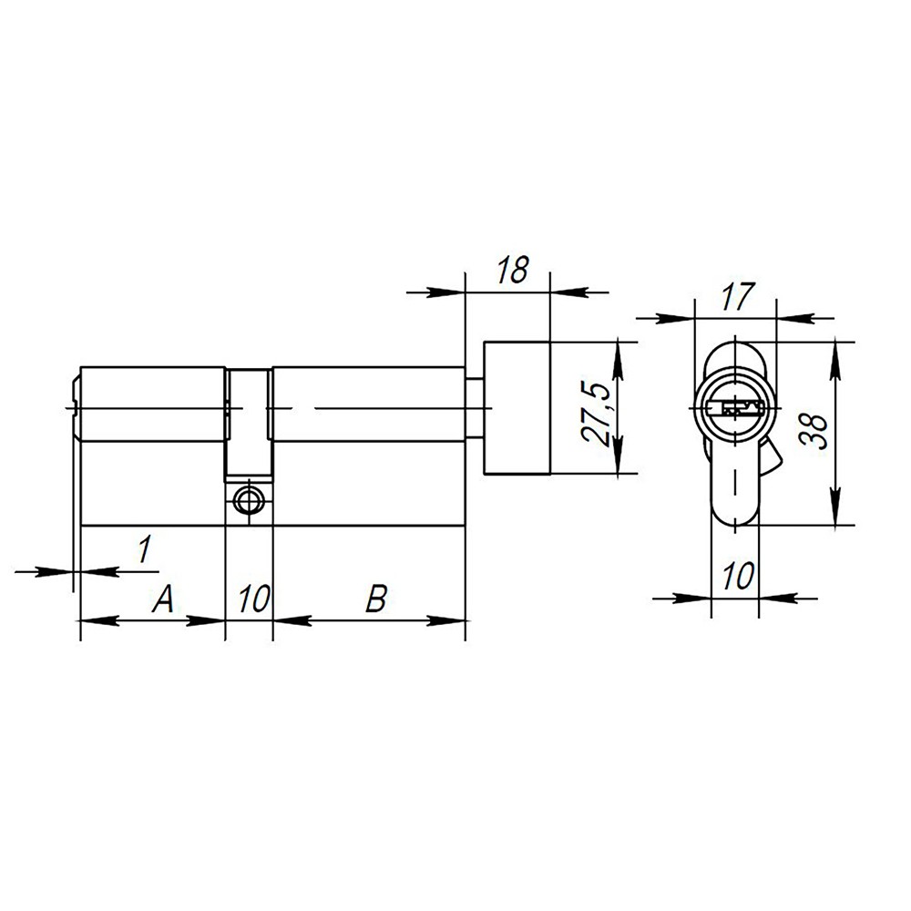 Цилиндровый Ajax (Аякс) механизм (AX202/120) AX2002Knob120 (55+10+55) CP хром с вертушкой 
