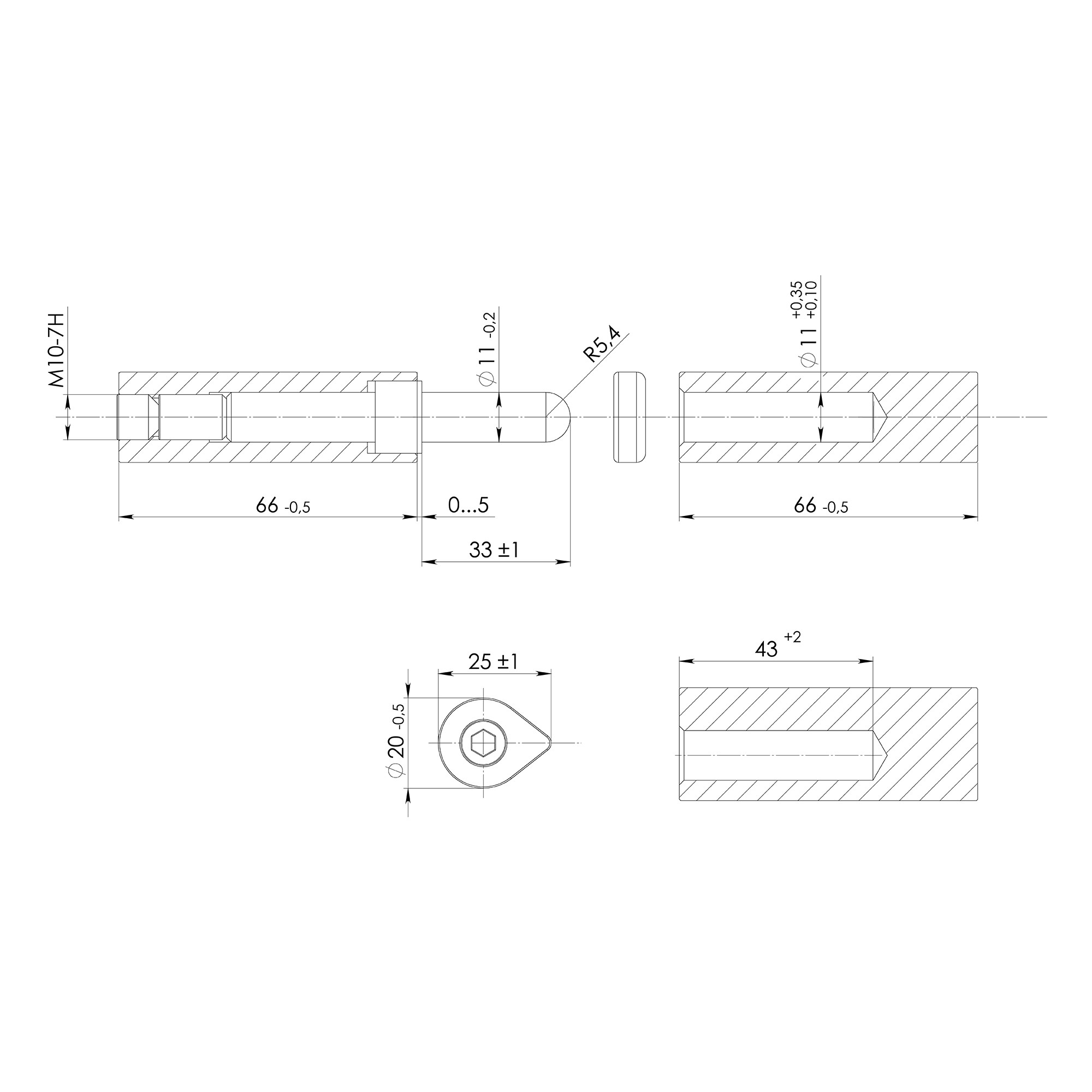 Петля приварная D20x140 ADJ регулируемая
