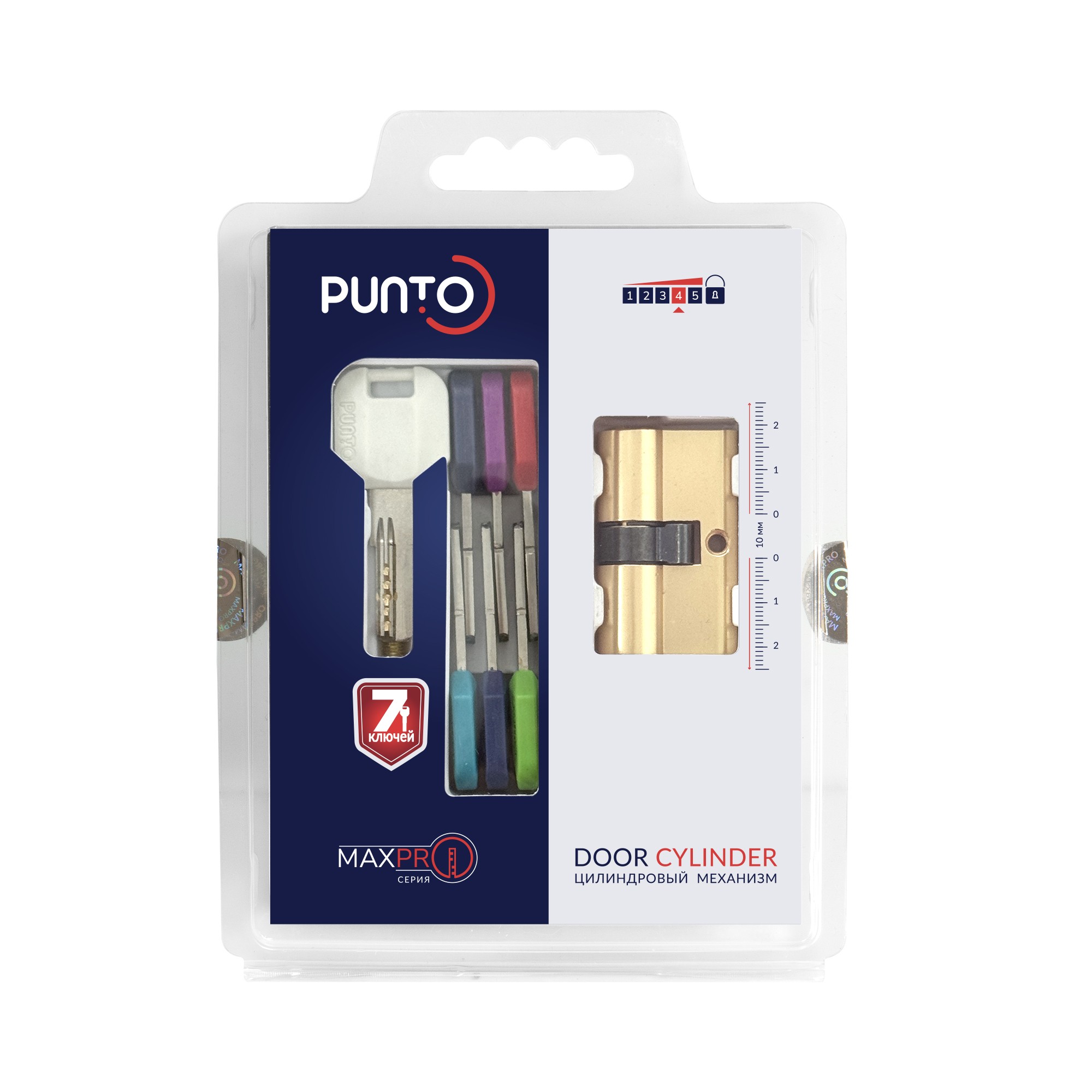 Цилиндровый Punto (Пунто) механизм MaxPro7000Key 52mm (21+10+21) SSG сатин.золото 7key Цилиндровый Punto (Пунто) механизм MaxPro7000Key 52mm (21+10+21) SSG сатин.золото 7key