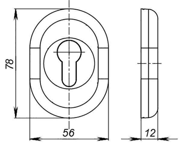 Накладка Fuaro (Фуаро) на цилиндр ESC.C/CRE/OV.12 (ESC-12C) CP хром (2шт. в уп.,отгр. по 1 шт.) 