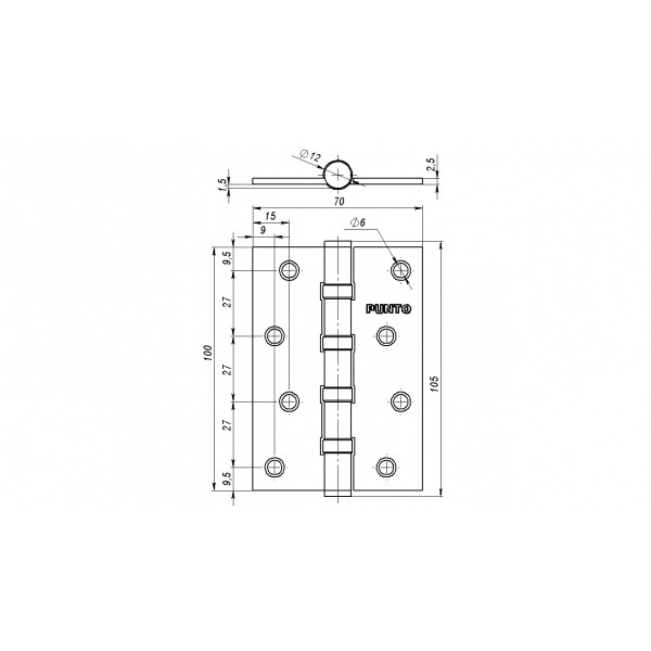 Петля Punto (Пунто) универсальная IN4100U-HD AC (4B/HD 100х70х2.5) медь ПОДВЕС Петля Punto (Пунто) универсальная IN4100U-HD AC (4B/HD 100х70х2.5) медь ПОДВЕС