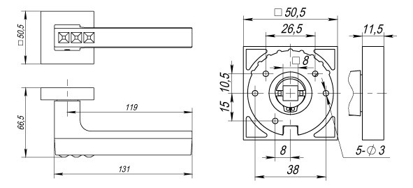 Ручка Fuaro (Фуаро) раздельная K.DM51.CRYSTAL FLASH (CRYSTAL FLASH DM) CP-8 хром 