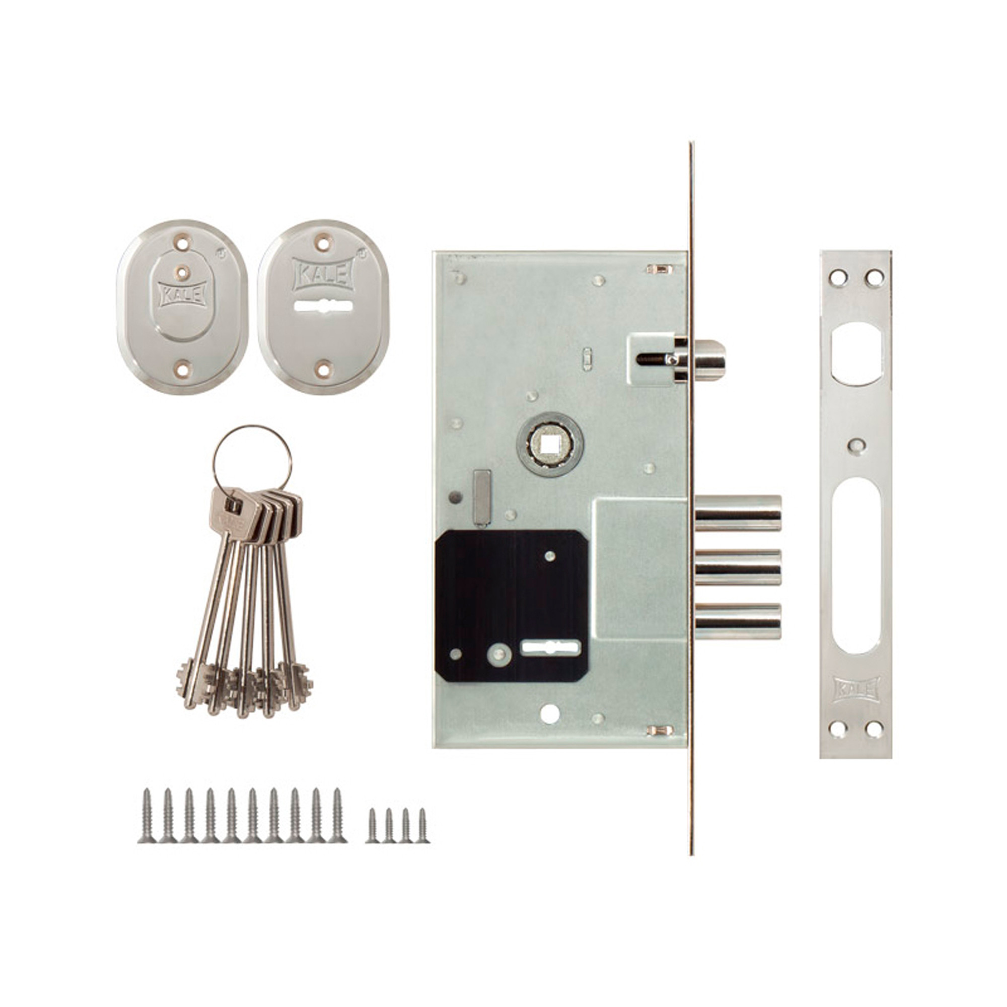 Замок Kale kilit (Кале килит) врезной сувальдный с защёлкой 252/RL, 5 кл. (кл. 60 мм) 