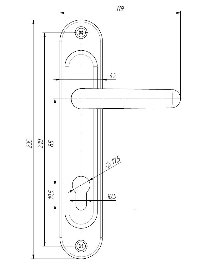 Ручка дверная Absolyute (Абсолют) на планке РФ1-85/08А (черный) 