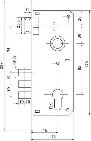 Замок цилиндровый Fuaro (Фуаро) с в комплекте с ручкой LOCKSET.9011 (SET F9011) AB бронза 
