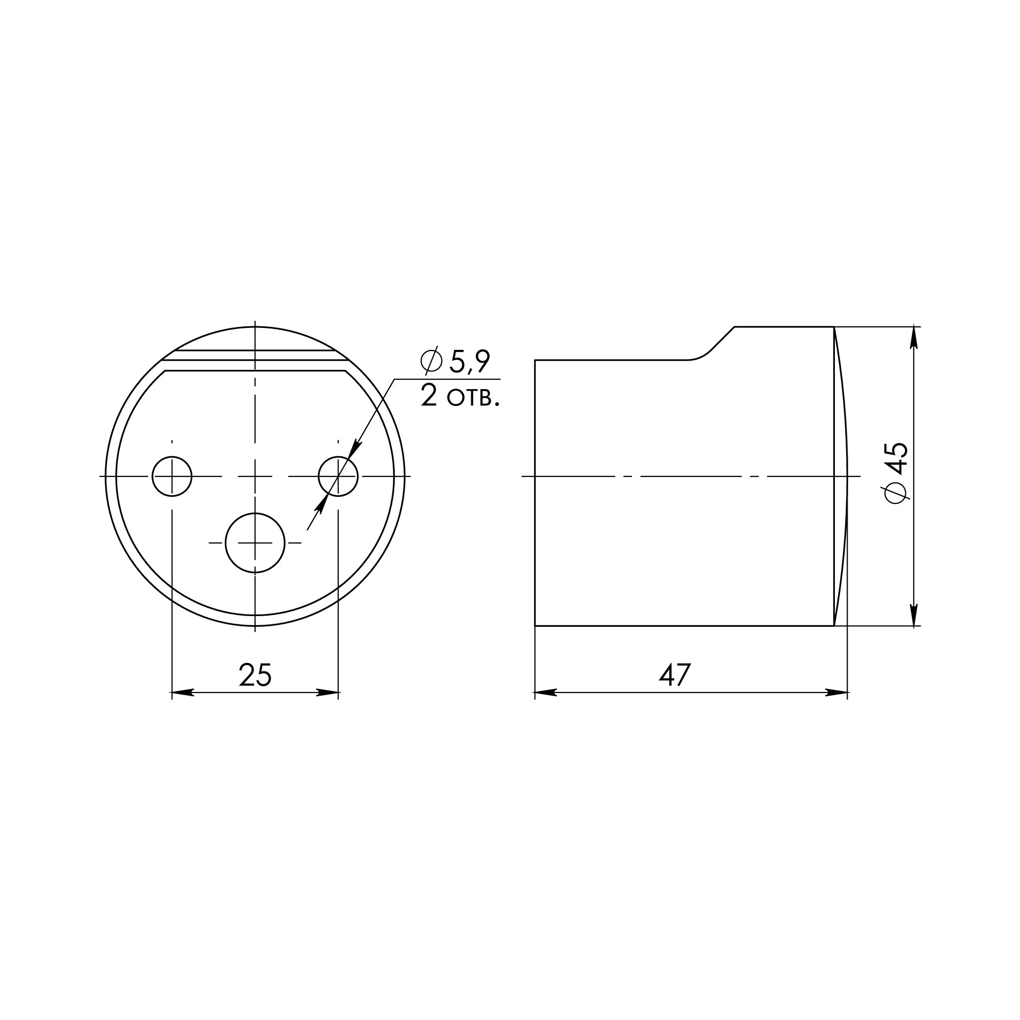 Ручка-кнопка Ajax (Аякс) CABIN SS-304 нержавеющ.сталь (1 шт в пакете) 