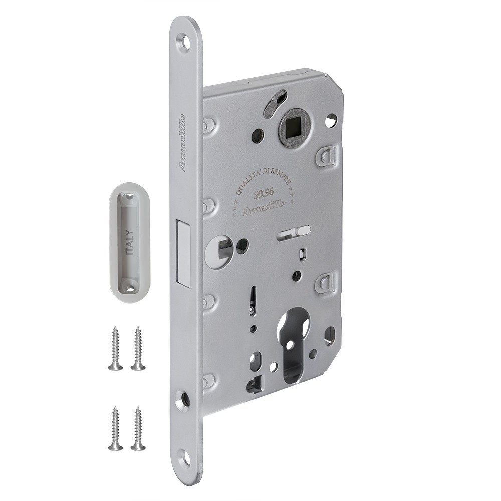 Замок Armadillo (Армадилло) межкомнатный магнитный под цилиндр с ответной планкой GRAVITY G02.196.50.85 MWSC итал тисненый 
