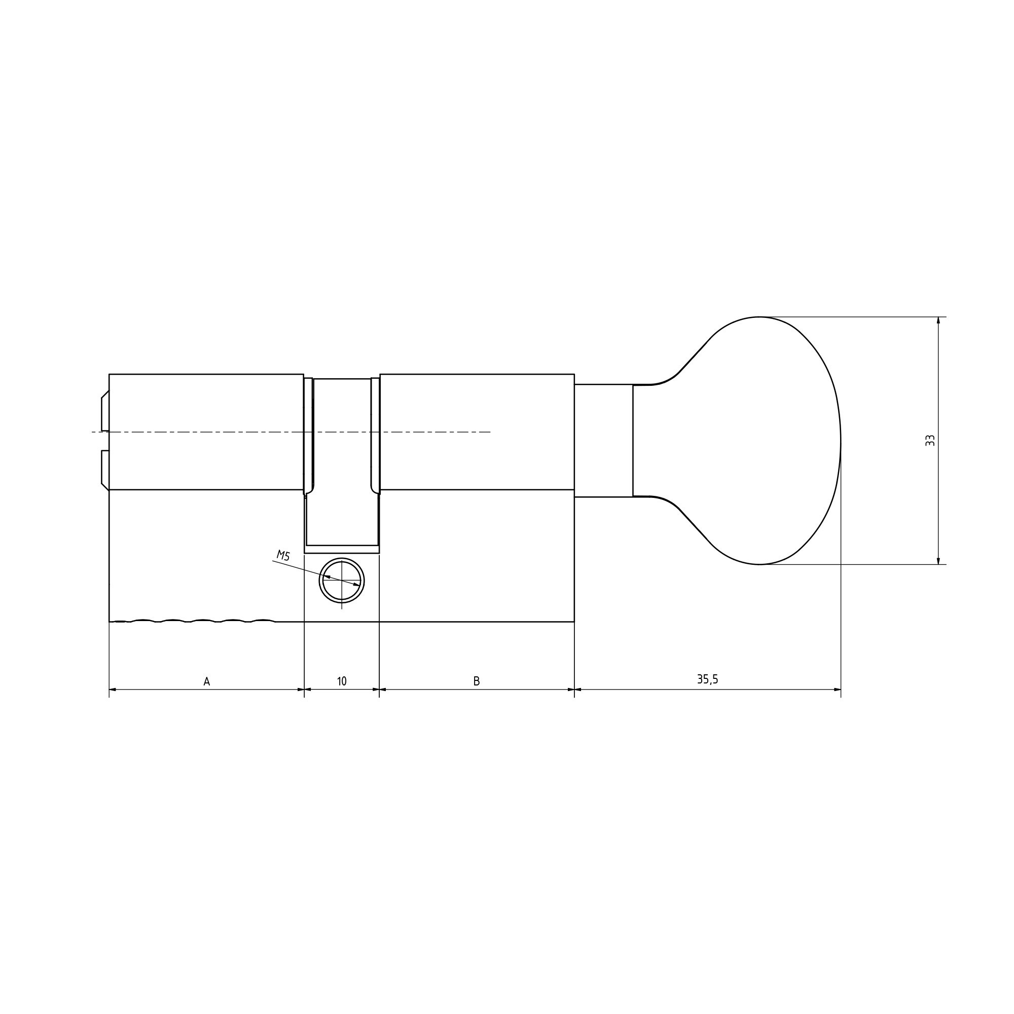 Цилиндровый механизм Kale kilit (Кале килит) с вертушкой 164 BM/68 (26+10+32) mm латунь 5 кл. 