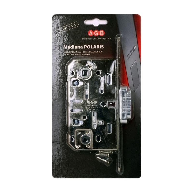 B06102.50.06.567 AGB (АГБ) Защелка врезная WC (никель) с отв. пл. B02402.05.06 MEDIANA POLARIS 