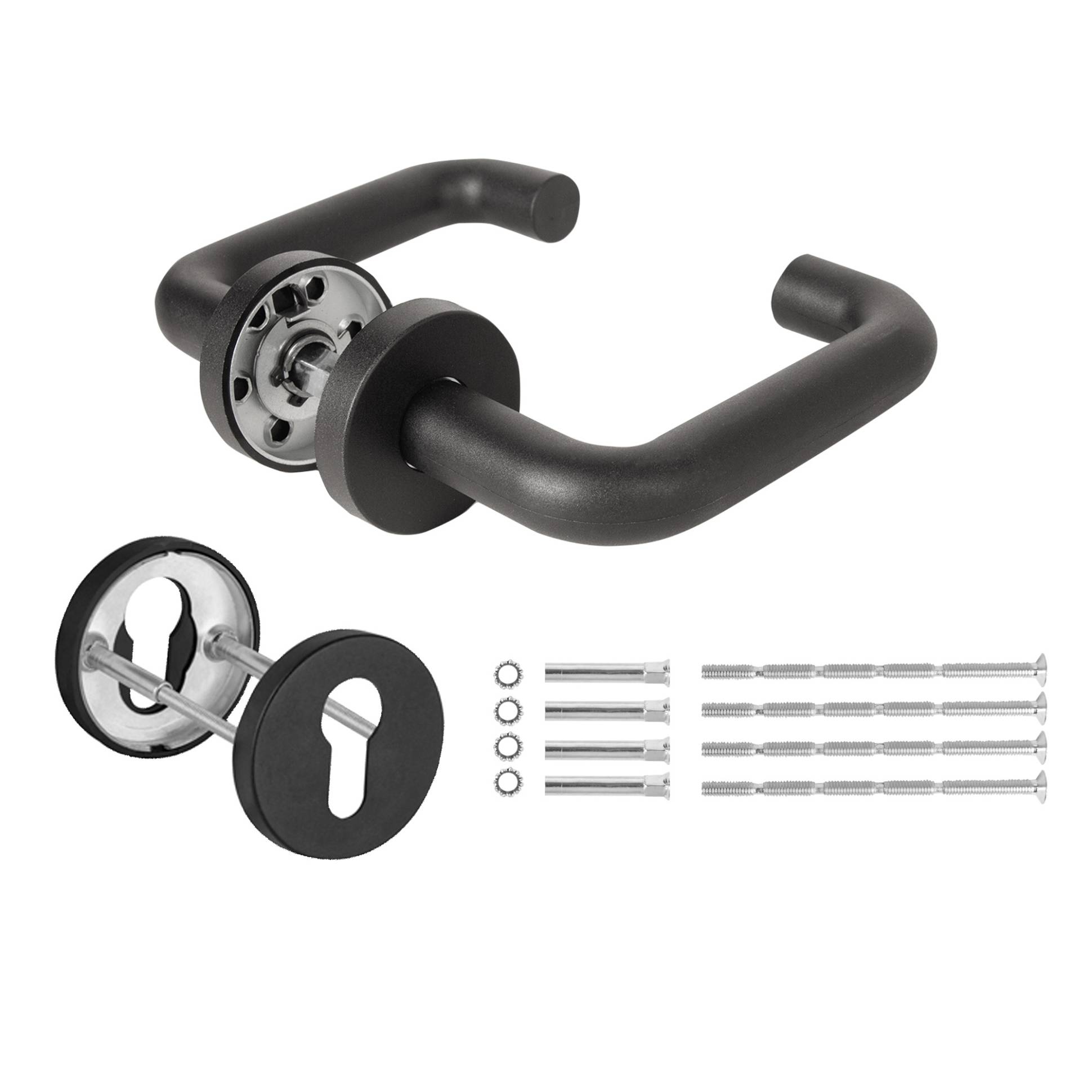 Комплект Fuaro (Фуаро) дверных ручек с накладками под цилиндр FR.DH57.0219 NE (DH-0219 NE) 9x140 мм, BL-24 черный 