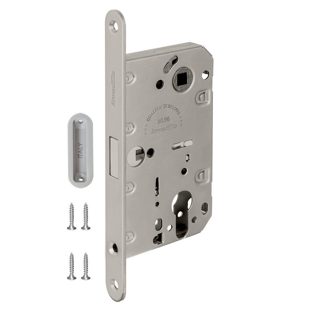 Замок Armadillo (Армадилло) межкомнатный магнитный под цилиндр с ответной планкой GRAVITY G02.196.50.85 SN мат никель 