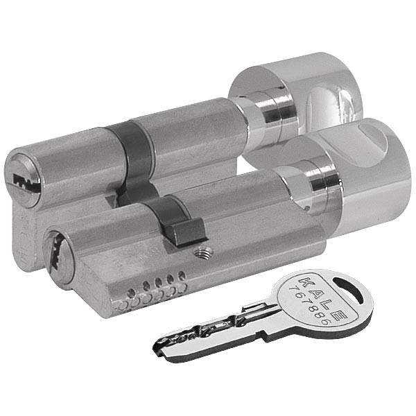 Цилиндровый механизм Kale kilit (Кале килит) с вертушкой 164 OBS SCE/62 (26+10+26) mm никель 5 кл. 