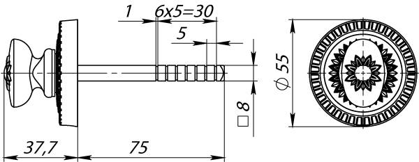 Ручка Armadillo (Армадилло) поворотная BKW8.R.CL55 (BKW8/CL) AS-9 античное серебро 