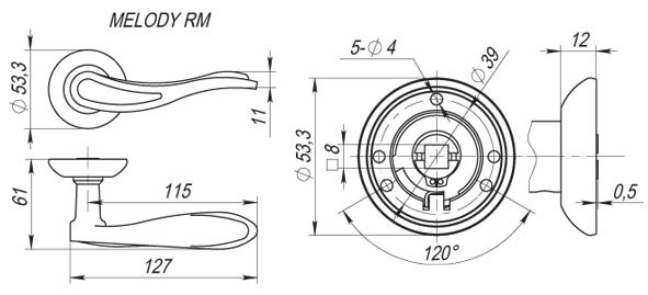 Ручка Fuaro (Фуаро) раздельная R.RM54.MELODY (MELODY RM) AB/GP-7 бронза/золото Ручка Fuaro (Фуаро) раздельная R.RM54.MELODY (MELODY RM) AB/GP-7 бронза/золото