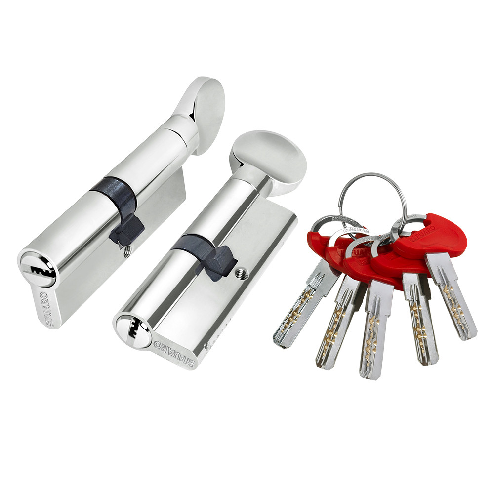 Цилиндровый Fuaro (Фуаро) механизм (D-PRO502-8/80) D-PRO5002-8Knob80(40+10+30) CP хром 5+1Key с верт. перекод. 
