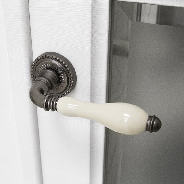 Ручка Armadillo (Армадилло) раздельная R.CL55.Silvia (Silvia CL1) AS/LWP-109 античное серебро/беж.фарфор 