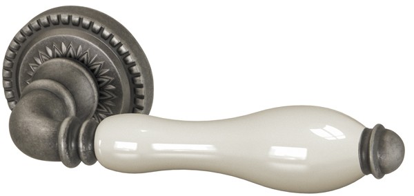 Ручка Armadillo (Армадилло) раздельная R.CL55.Silvia (Silvia CL1) AS/LWP-109 античное серебро/беж.фарфор 