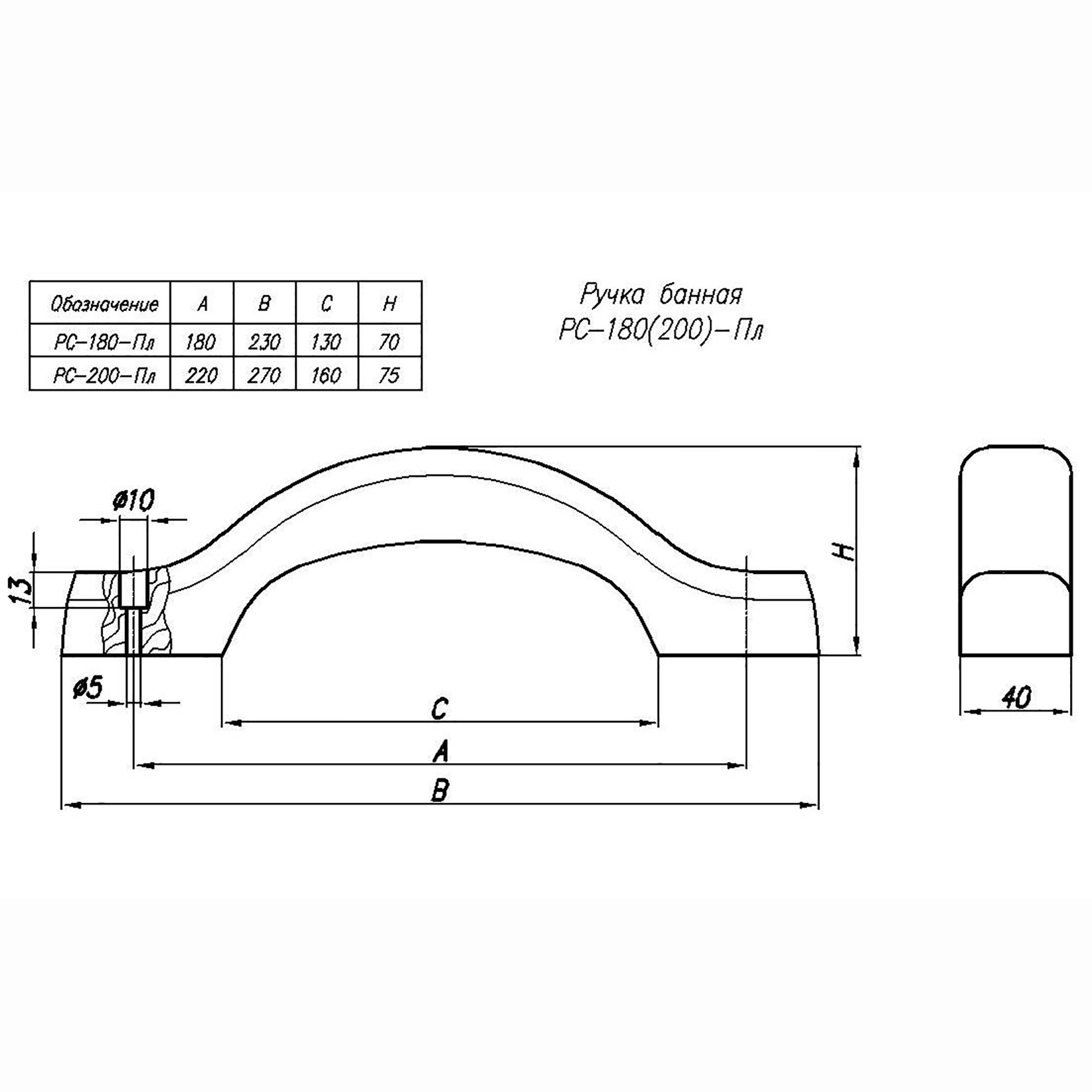 Ручка-скоба банная РС-180 плоская Ручка-скоба банная РС-180 плоская