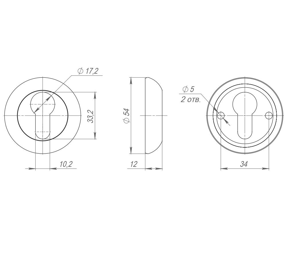 Накладка Armadillo (Армадилло) под цилиндр ET.R.LD54 (ET-1) SN/CP-3 матовый никель/хром 
