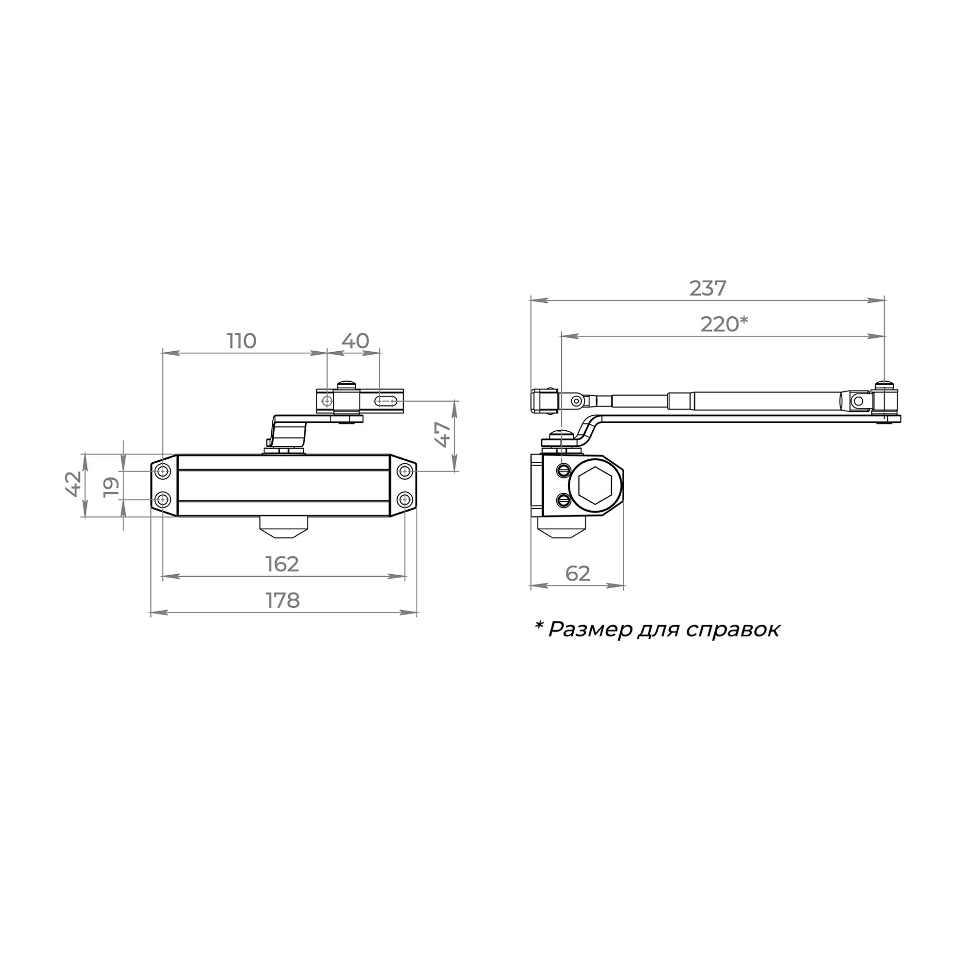 Доводчик Ajax (Аякс) дверной DCTR50-100 (TDR-100) 50-100кг BL черный 