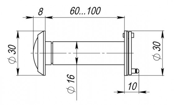 Глазок Armadillo (Армадилло) дверной, оптика стекло DV-PRO 3/100-60/BR/HD (DVG3/HD) SN мат. никель 