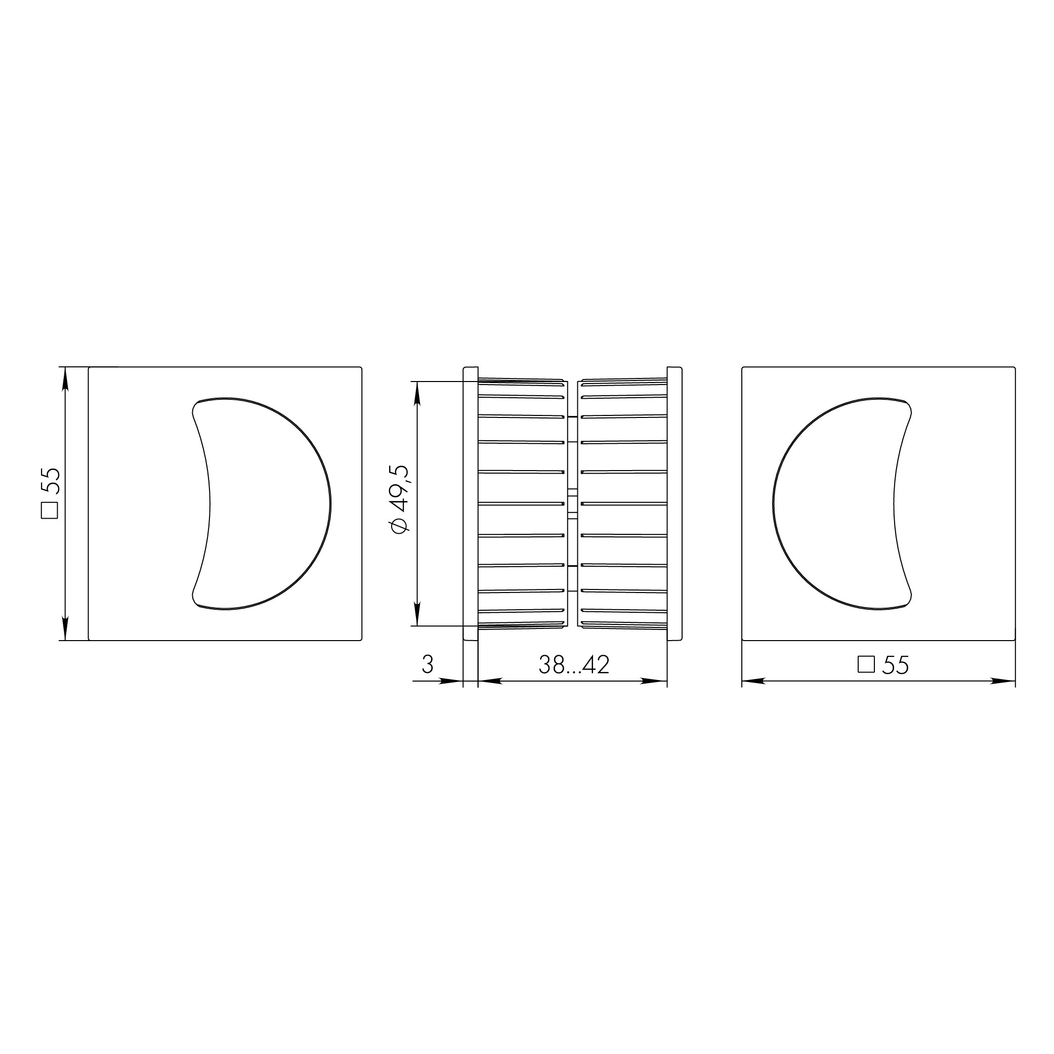 Ручка Armadillo (Армадилло) для раздвижных дверей SH.QUADRO55.010 BL-26 черный 