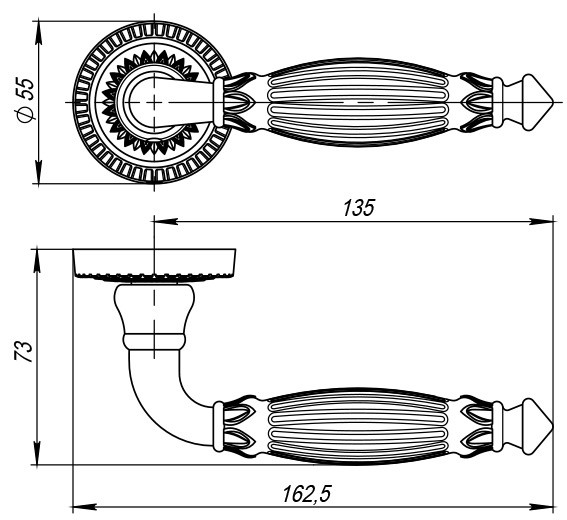 Ручка Armadillo (Армадилло) раздельная R.CL55.Bella (Bella CL2) AS-9 античное серебро 