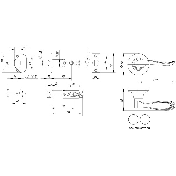 Ручка Punto (Пунто) защелка DK630 SN-PS (6030 SN-P) (без фик.) мат.никель 