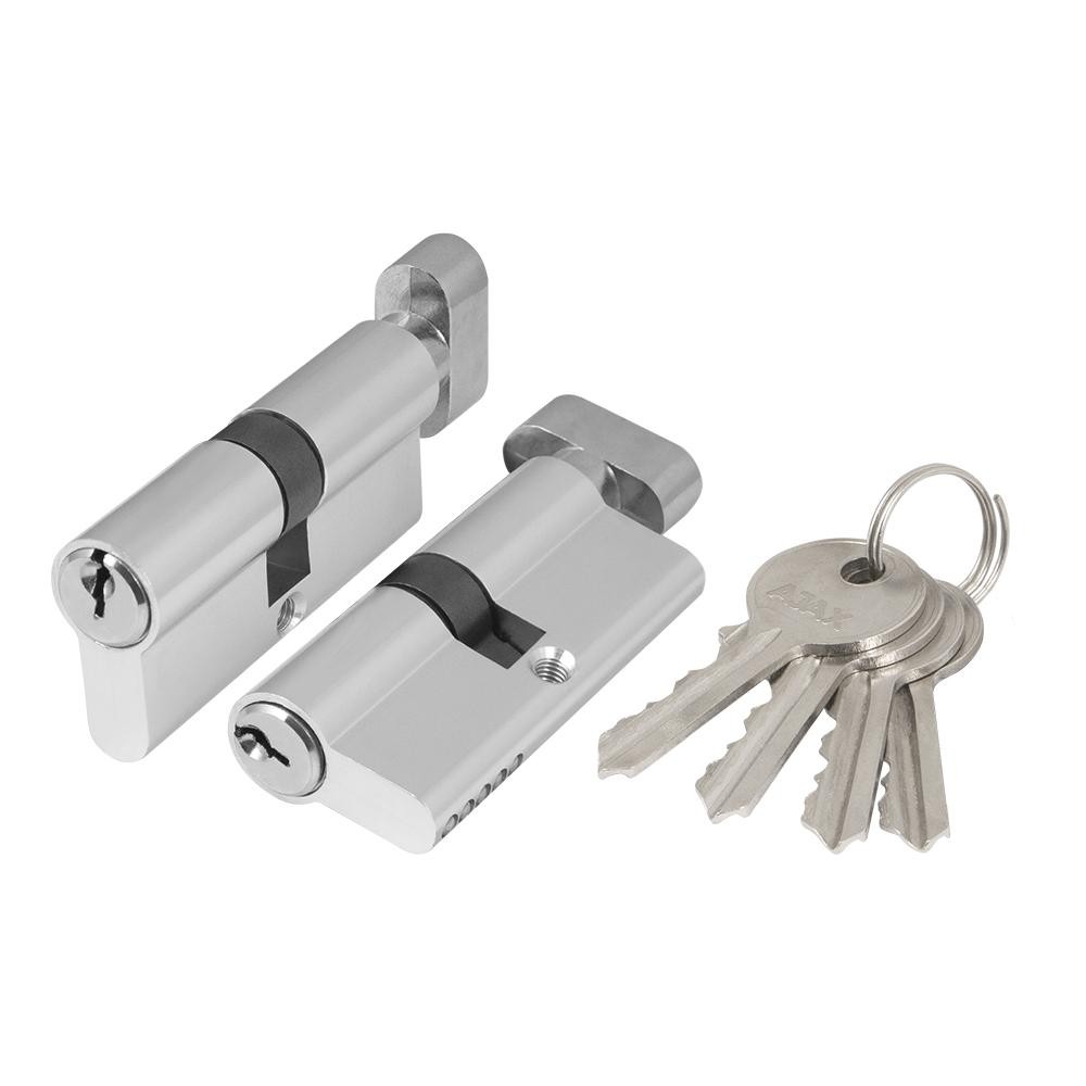 Цилиндровый Ajax (Аякс) механизм (AX102/70) AX1002Knob70 (30+10+30)/HD CP хром 4Key с вертушкой 