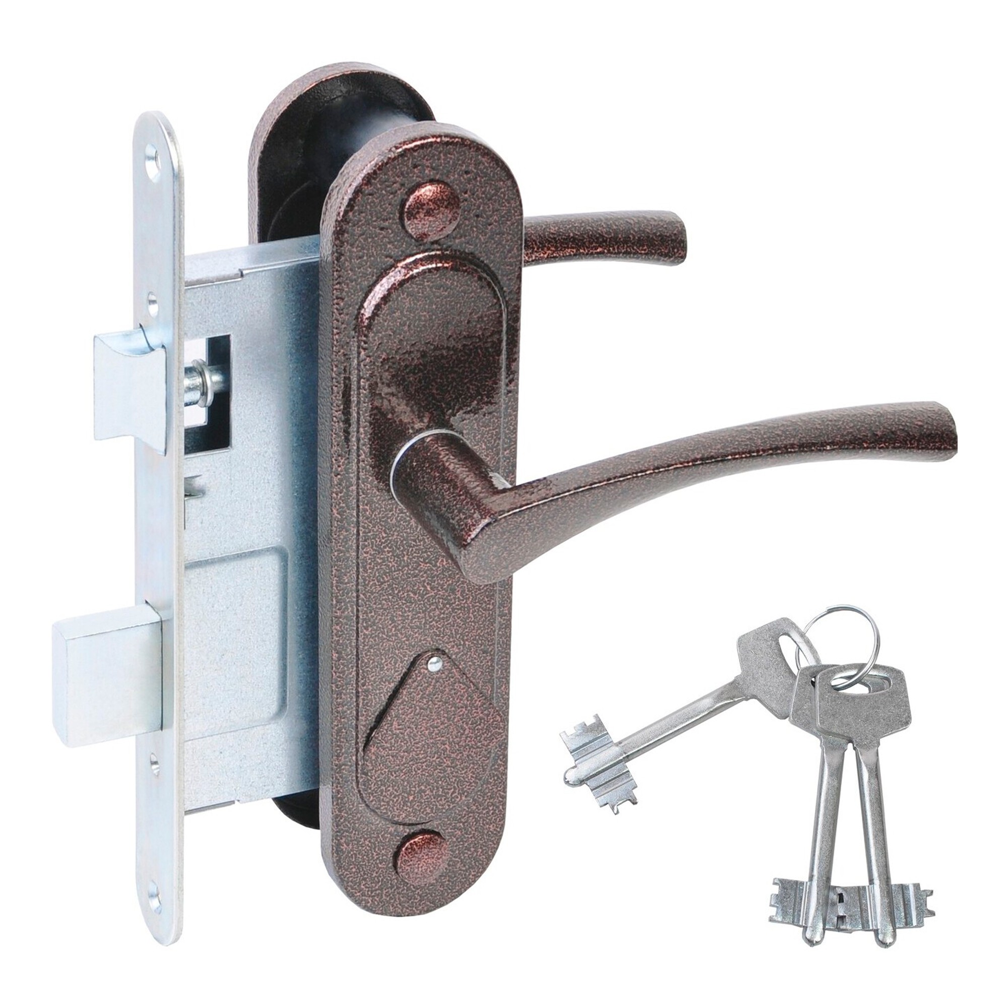 Замок Absolyute (Абсолют) врезной сувальдный с защёлкой в комплекте с ручкой ЗВ9.2-07 (медь антик), 3 кл. Замок Absolyute (Абсолют) врезной сувальдный с защёлкой в комплекте с ручкой ЗВ9.2-07 (медь антик), 3 кл.