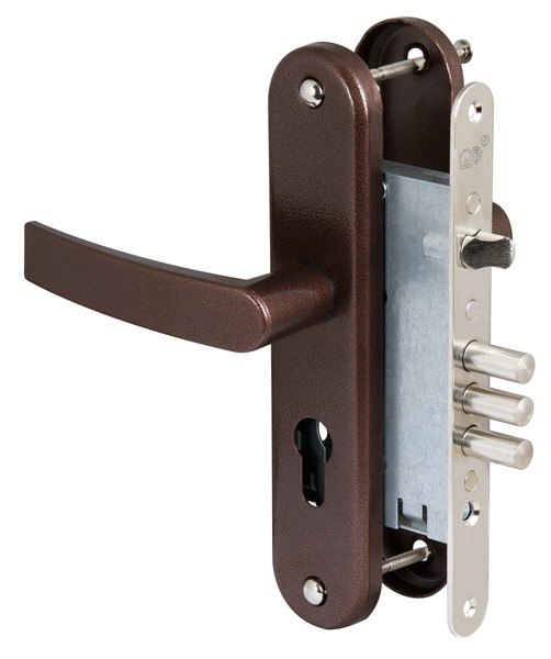 Корпус Sam (Сам) врезного замка с защёлкой в комплекте с ручкой ЗВ4-31/55 (медный антик) /78930/ 