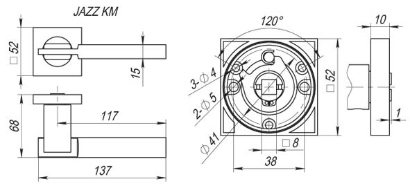 Ручка Fuaro (Фуаро) раздельная K.KM52.JAZZ (JAZZ KM) SN/CP-3 матовый никель/хром Ручка Fuaro (Фуаро) раздельная K.KM52.JAZZ (JAZZ KM) SN/CP-3 матовый никель/хром