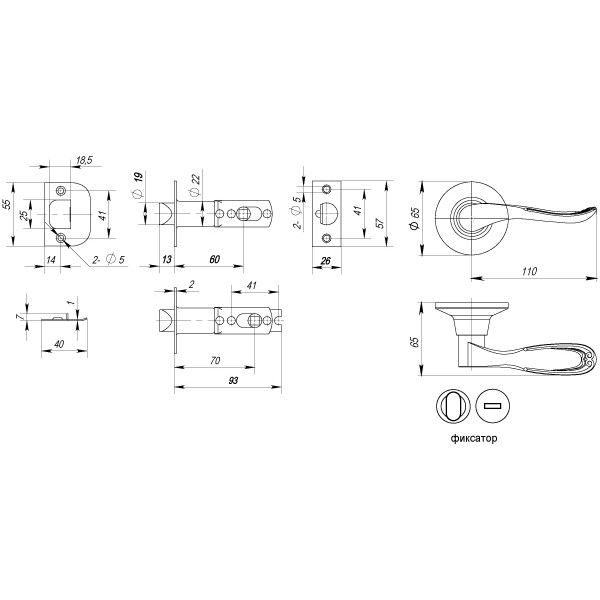 Ручка Punto (Пунто) защелка DK630 PB-BK (6030 PB-B) (фик.) золото 