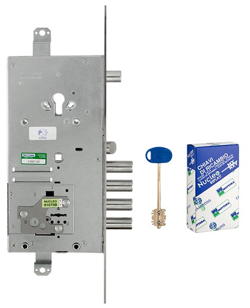 Замок Mottura (Моттура) врезной двухсистемный 54.J936M-D MyKey (правый), перекод. с торца, кл. 60 мм, без накл. 