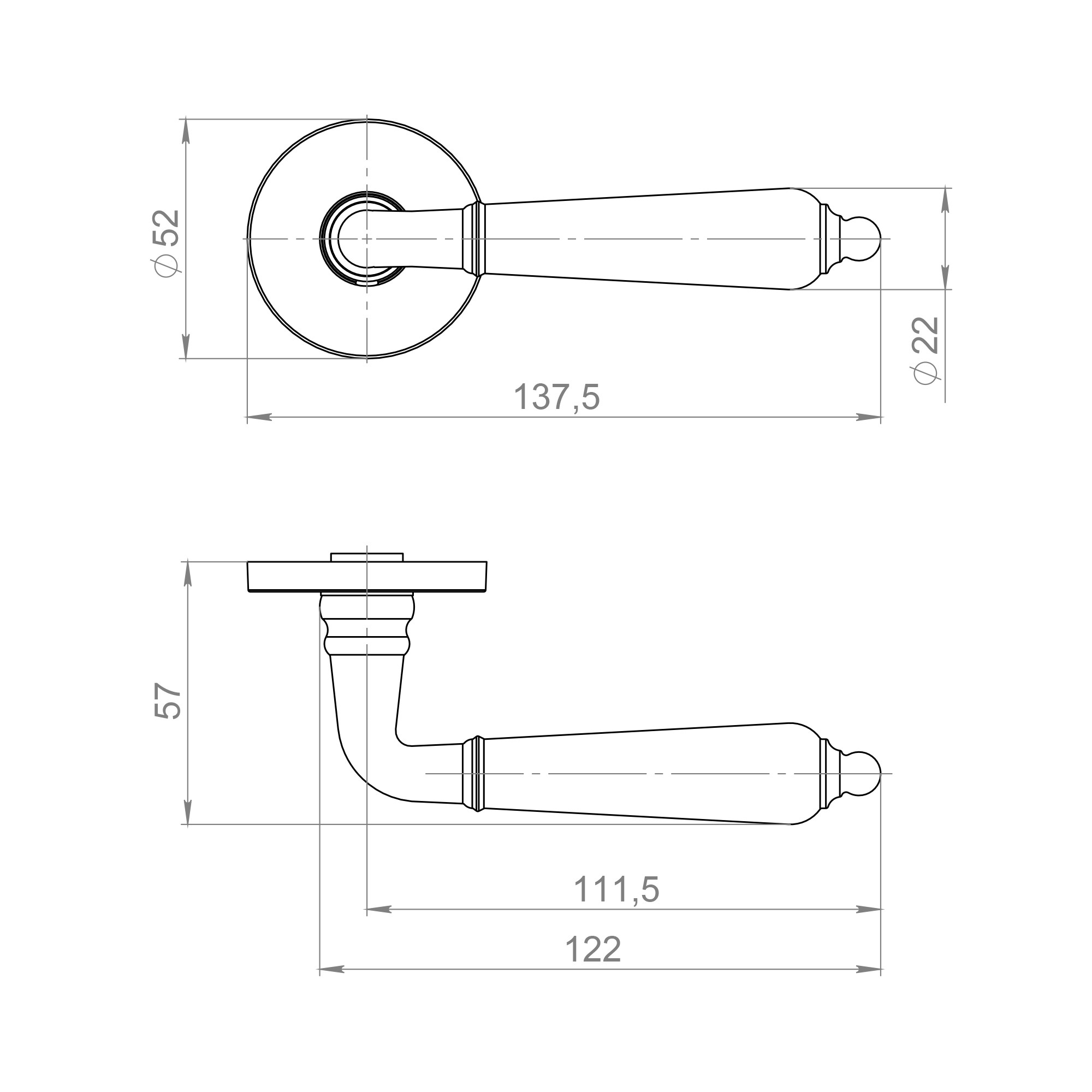 Ручка Ajax (Аякс) раздельная R.JSR51.LUCIA SSG-39 сатинированное золото 