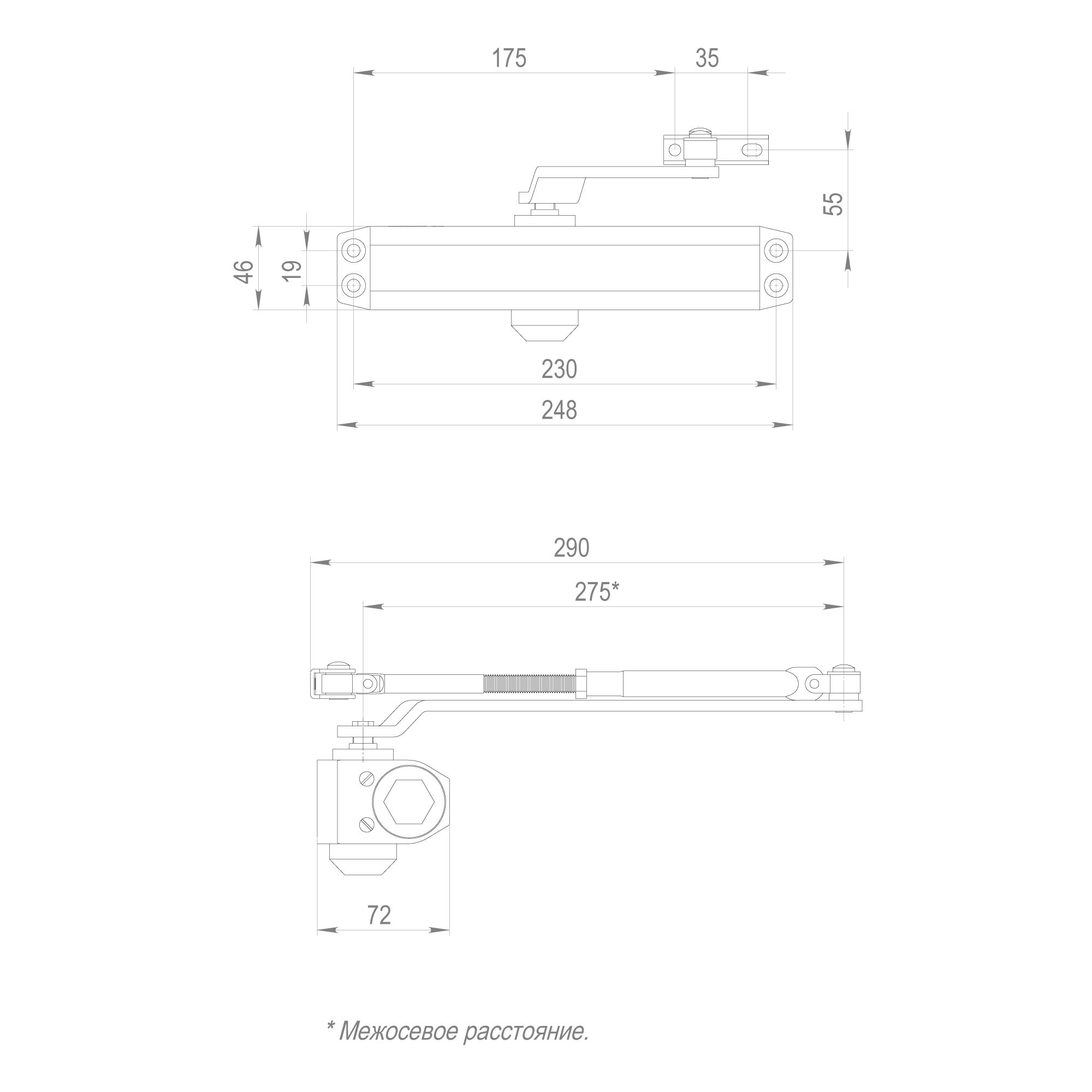 Доводчик Fuaro (Фуаро) дверной DC20-6W (DC-206W) BR до 160 кг (коричневый) 